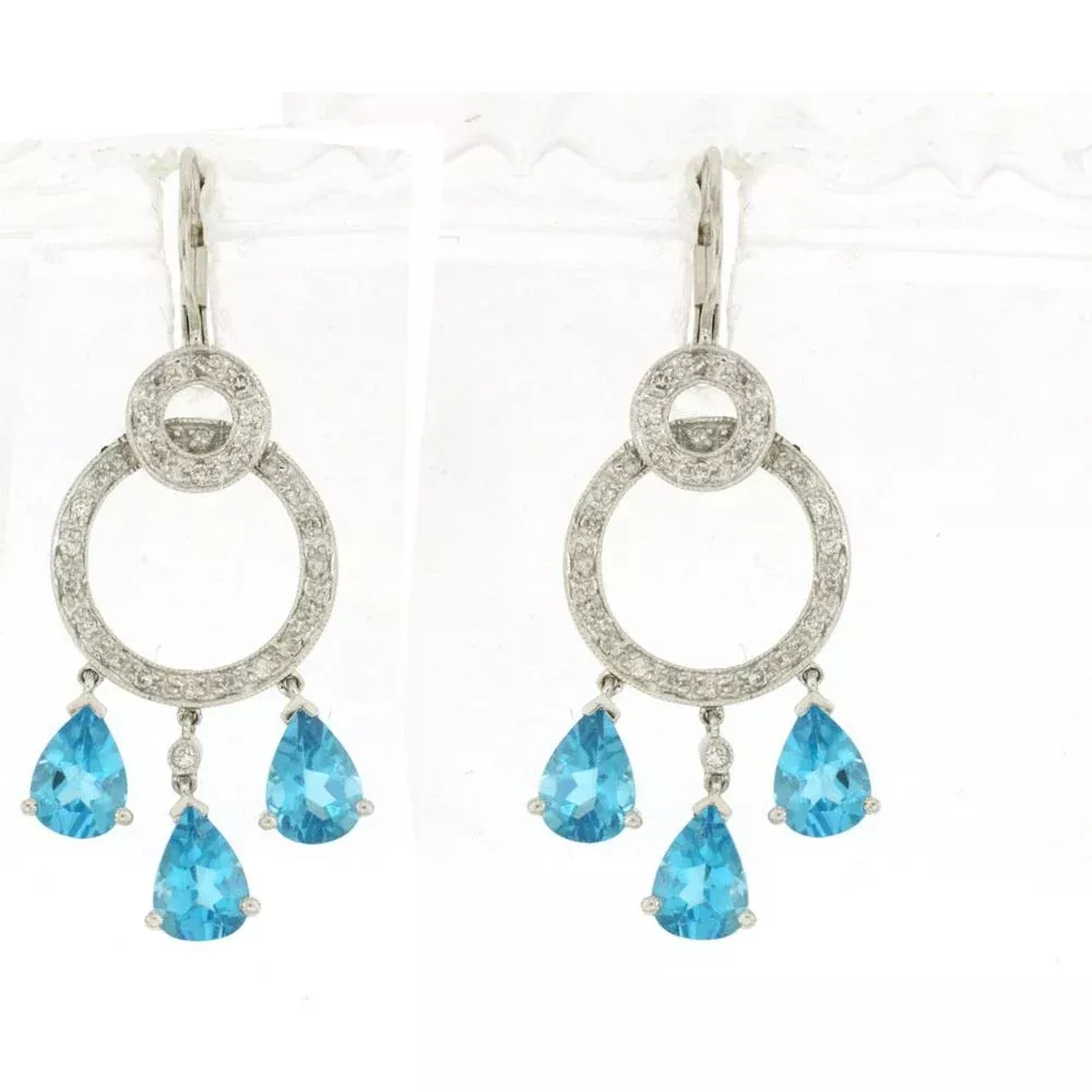 Luxe 14K White Gold Blue Topaz & Diamond Statement Earrings
