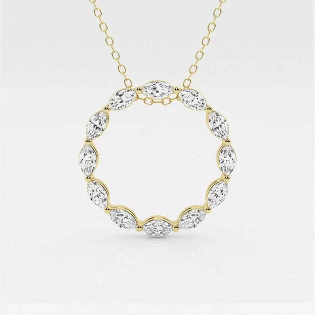 Marquise Lab Grown Diamond Circle Fashion Pendant - 1.00 Total Carat Weight