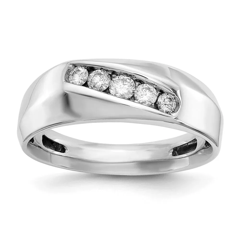 Men's Natural 1/3Ct. Diamond Band Ring in 14K White Gold Men's Jewelry