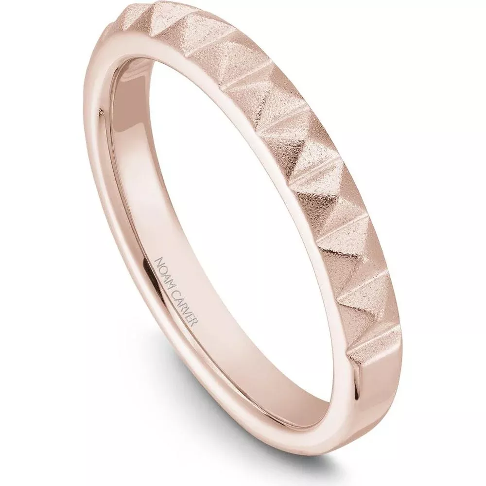 Noam Carver 14K Rose Gold Geometric Pattern Stackable Wedding Band
