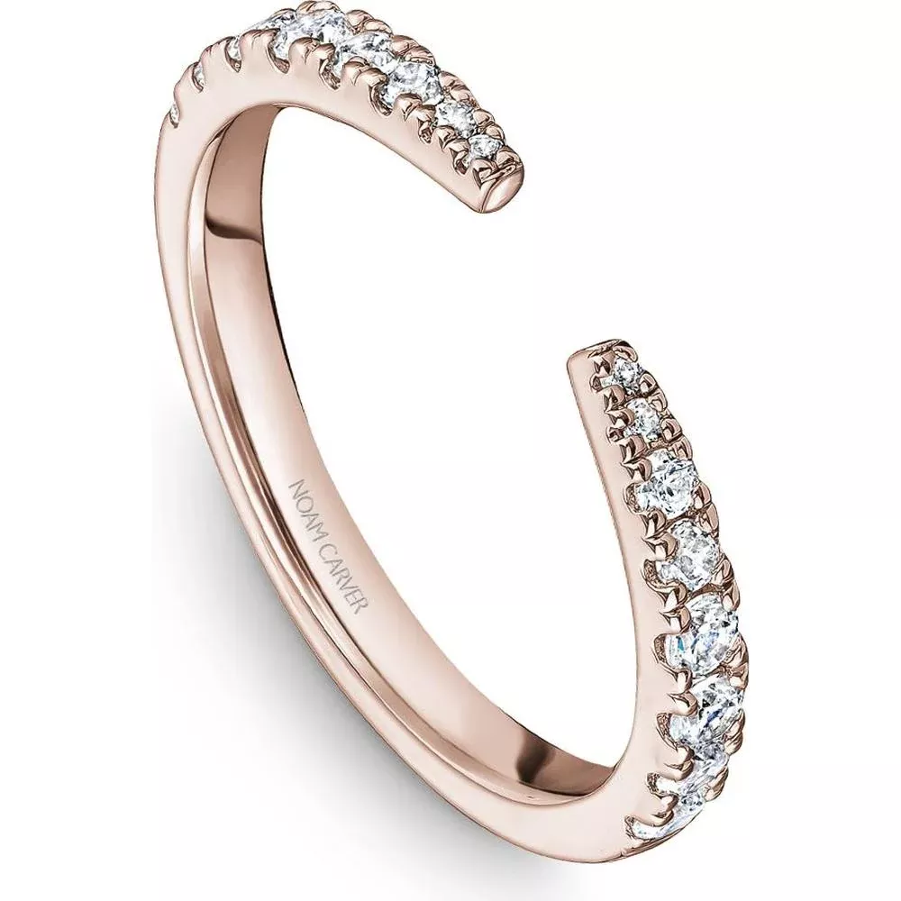 Noam Carver 14K Rose Gold Stackable Wedding Band with 16 Round Cut Diamonds - 0.36 Carat Total Diamond Weight