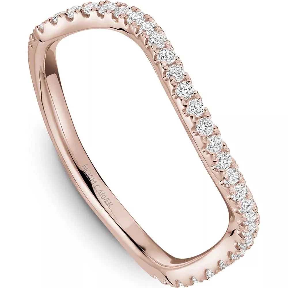 Noam Carver 14K Rose Gold Stackable Wedding Band with 31 Round Cut Diamonds - 0.22 Carat Total Diamond Weight