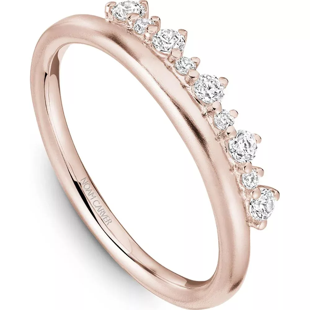 Noam Carver 14K Rose Gold Stackable Wedding Band with 9 Round Diamonds - 0.21 Carat Total Diamond Weight