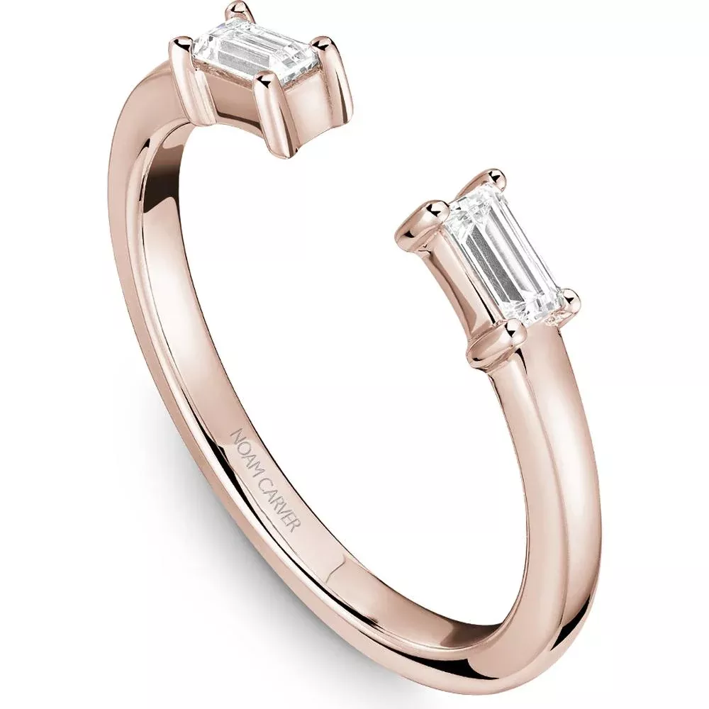 Noam Carver 14K Rose Gold Stackable Wedding Band with Baguette-Cut Diamonds - 0.14 Carat Total Diamond Weight