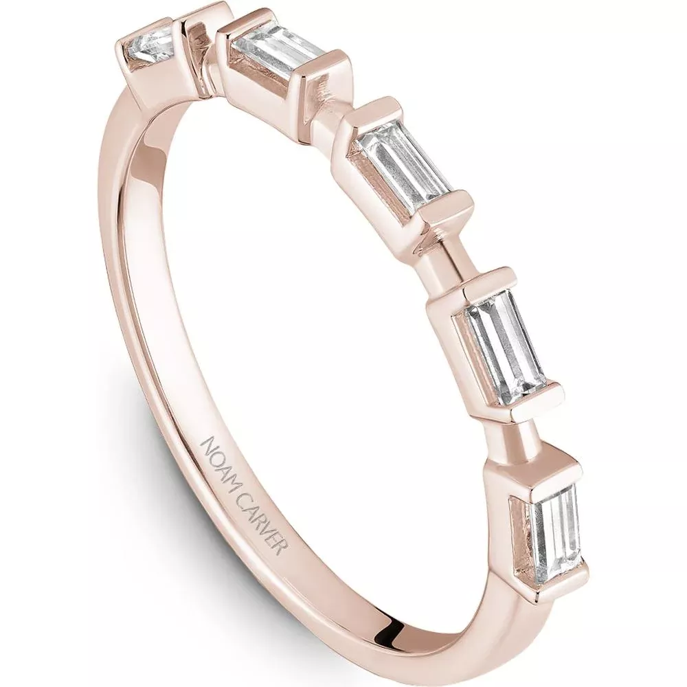 Noam Carver 14K Rose Gold Stackable Wedding Band with Baguette-Cut Diamonds - 0.25 Carat Total Diamond Weight