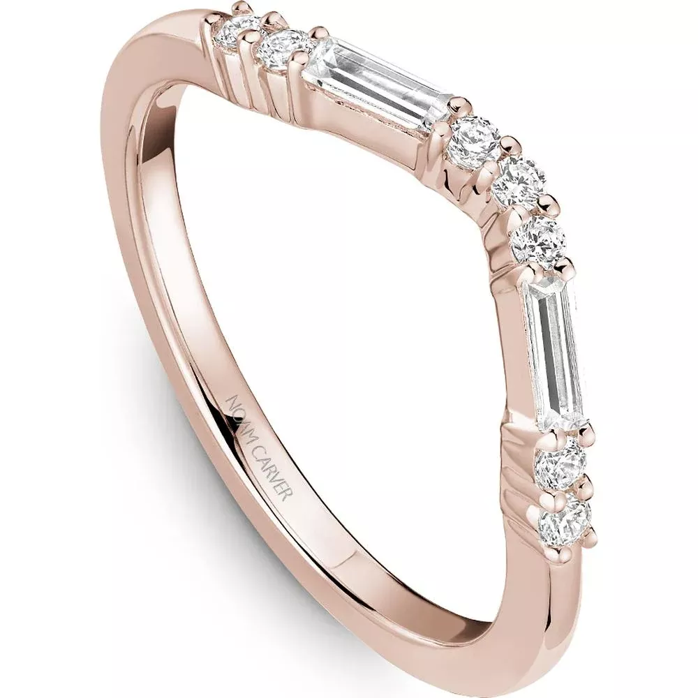 Noam Carver 14K Rose Gold Stackable Wedding Band with Baguette and Round Diamonds - 0.96 Carat Total Diamond Weight
