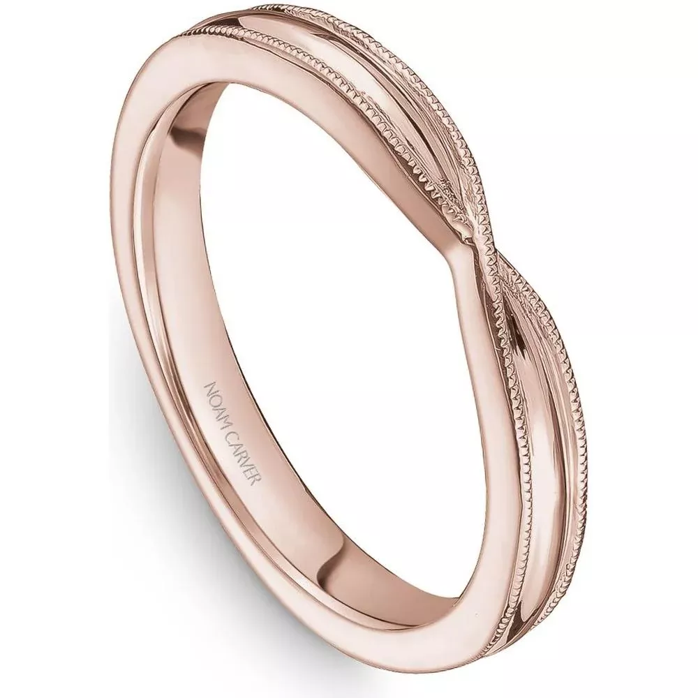 Noam Carver 14K Rose Gold Stackable Wedding Band with Intricate Milgrain Detail