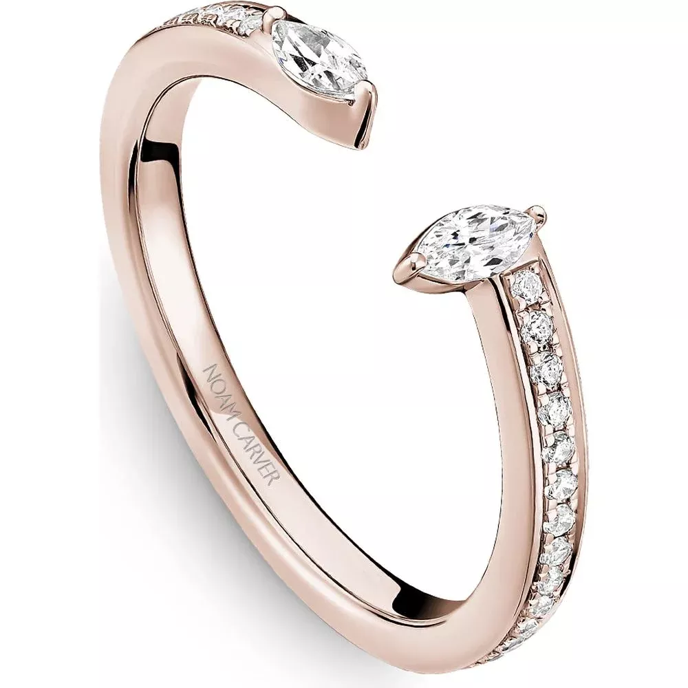 Noam Carver 14K Rose Gold Stackable Wedding Band with Marquise and Round Cut Diamonds - 0.41 Carat Total Diamond Weight