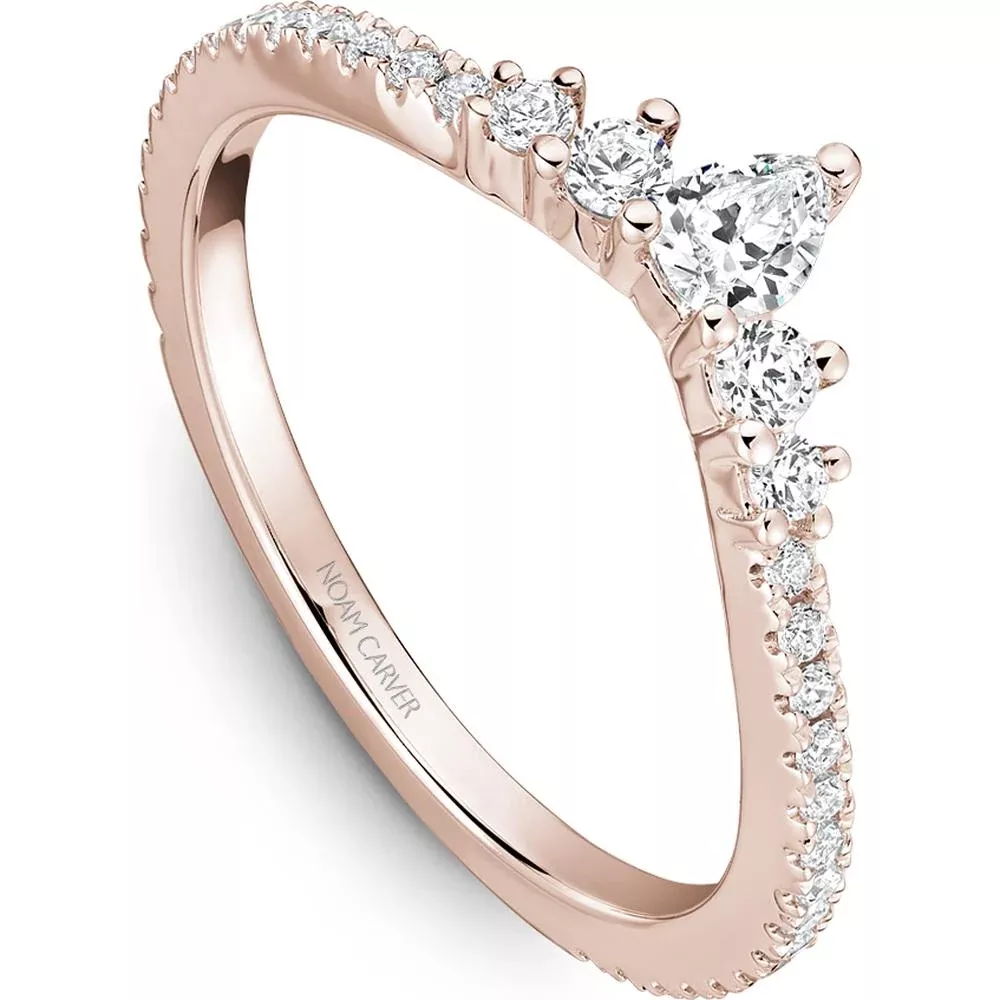 Noam Carver 14K Rose Gold Stackable Wedding Band with Pear Cut and Round Diamonds - 0.35 Carat Total Diamond Weight