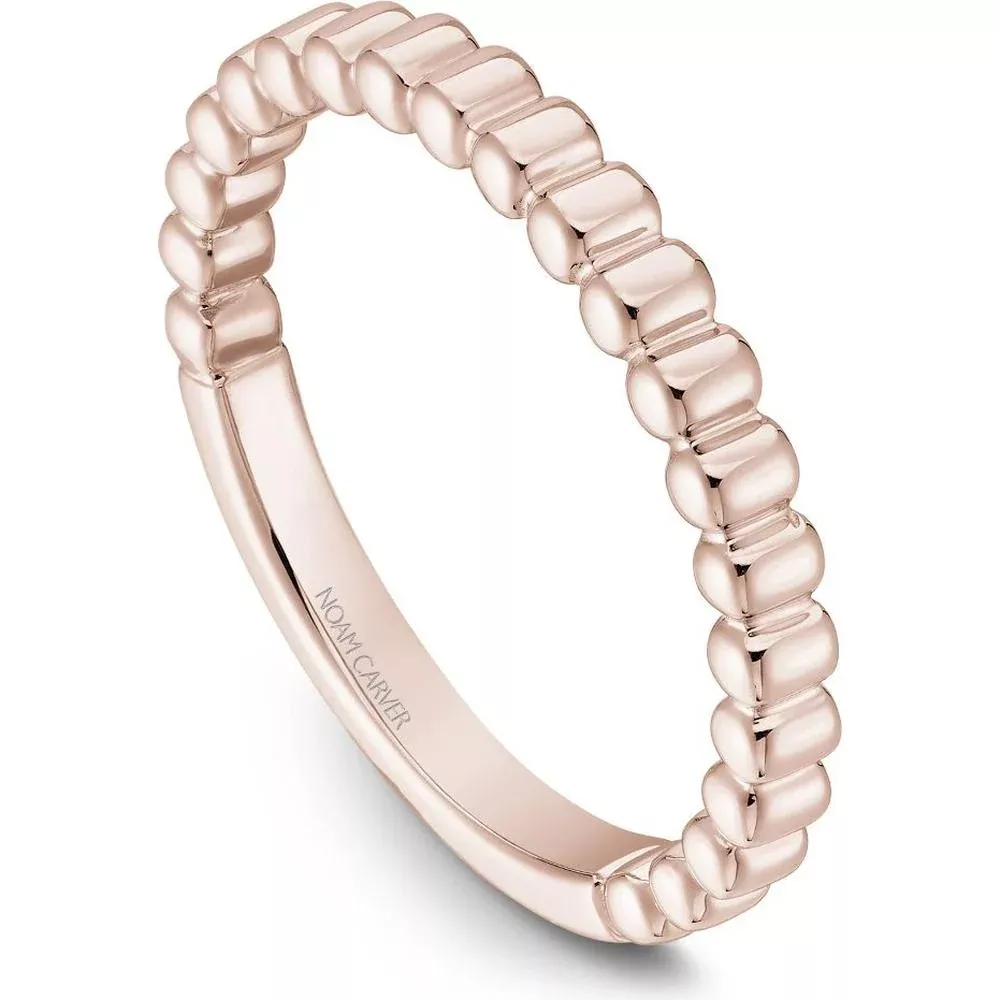 Noam Carver 14K Rose Gold Stackable Wedding Band with Polished Bead Design