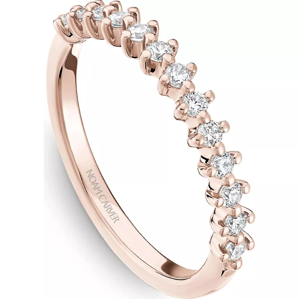 Noam Carver 14K Rose Gold Stackable Wedding Band with Prong-Set Round Diamonds - 0.37 Carat Total Diamond Weight