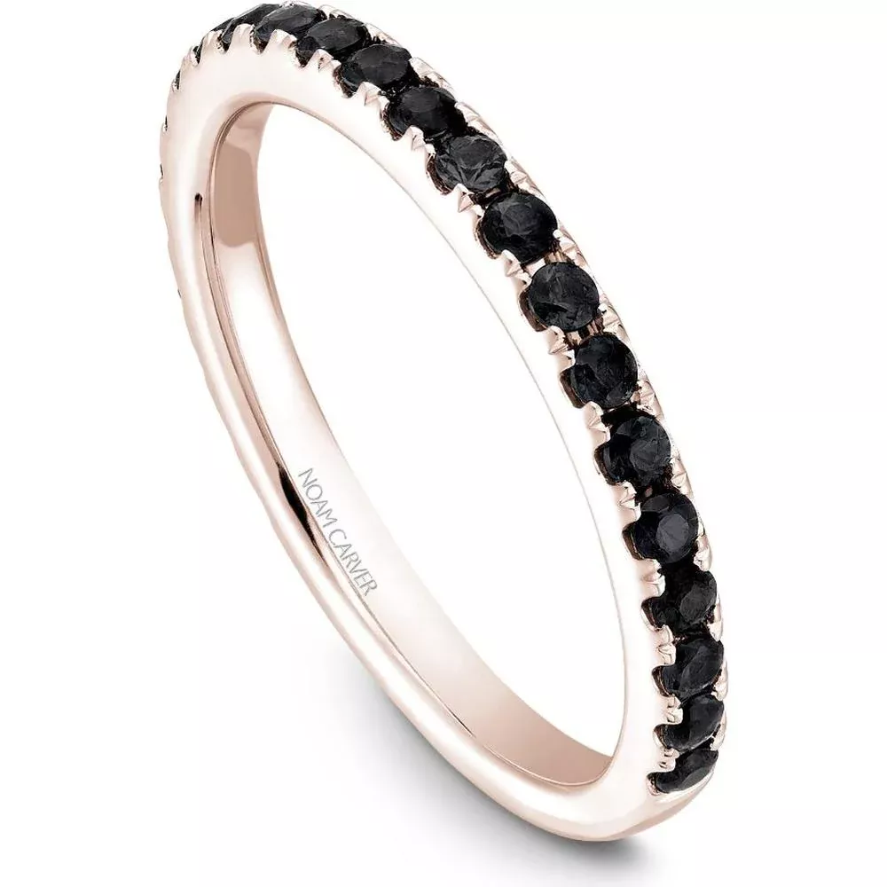 Noam Carver 14K Rose Gold Stackable Wedding Band with Round Black Diamonds - 0.53 Carat Total Diamond Weight