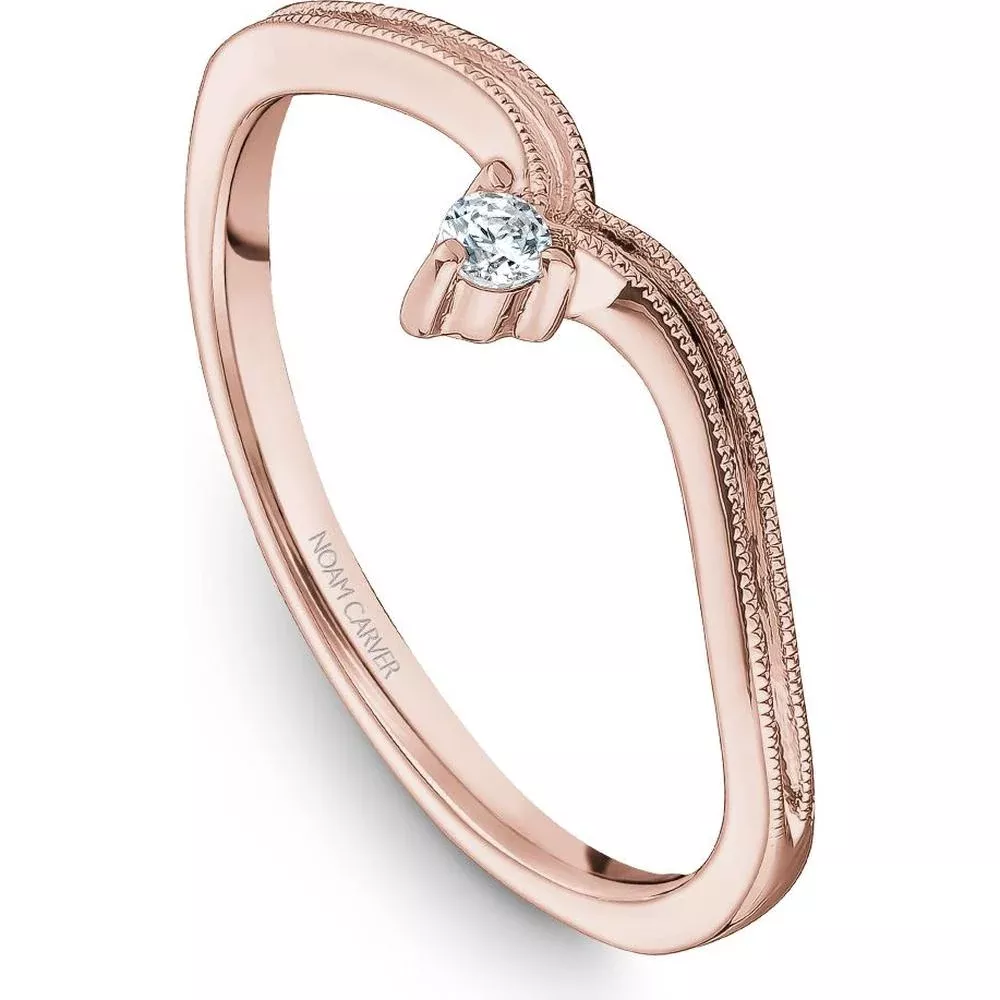 Noam Carver 14K Rose Gold Stackable Wedding Band with Round Cut Diamond - 0.04 Carat