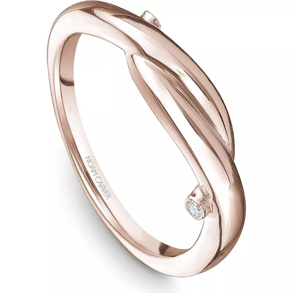Noam Carver 14K Rose Gold Stackable Wedding Band with Round-Cut Diamonds - 0.01 Carat Total Diamond Weight