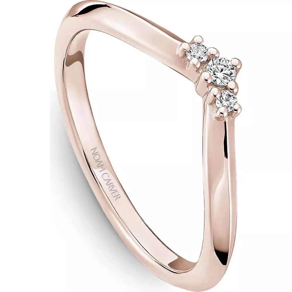 Noam Carver 14K Rose Gold Stackable Wedding Band with Round Cut Diamonds - 0.05 Carat Total Diamond Weight