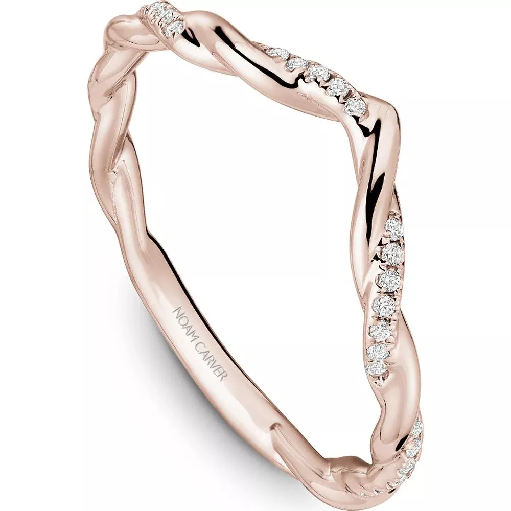 Noam Carver 14K Rose Gold Stackable Wedding Band with Round Cut Diamonds - 0.09 Carat Total Diamond Weight