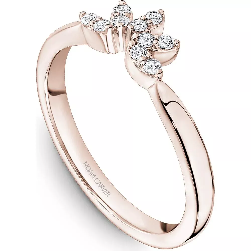 Noam Carver 14K Rose Gold Stackable Wedding Band with Round-Cut Diamonds - 0.12 Carat Total Diamond Weight