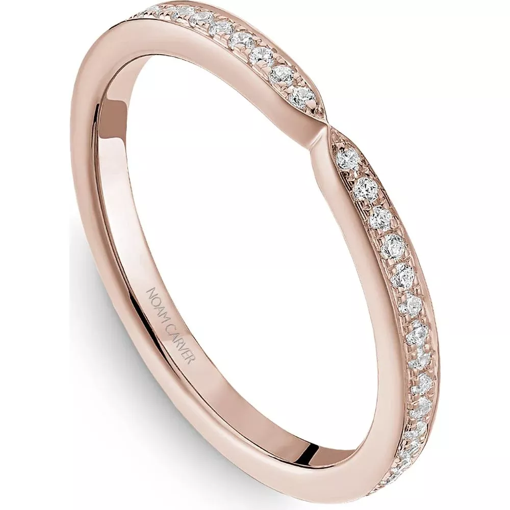 Noam Carver 14K Rose Gold Stackable Wedding Band with Round Cut Diamonds - 0.2 Carat Total Diamond Weight