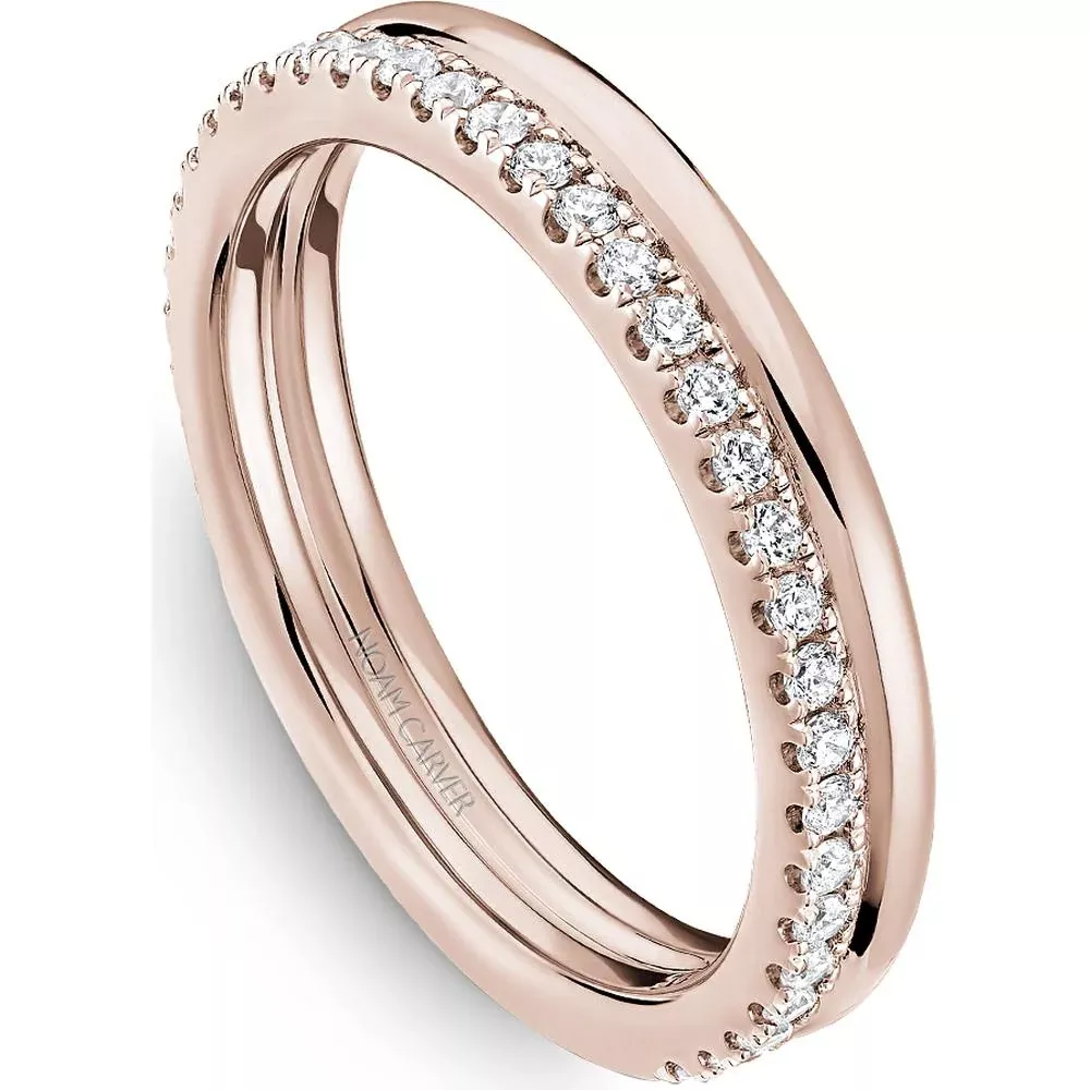 Noam Carver 14K Rose Gold Stackable Wedding Band with Round Cut Diamonds - 0.24 Carat Total Diamond Weight