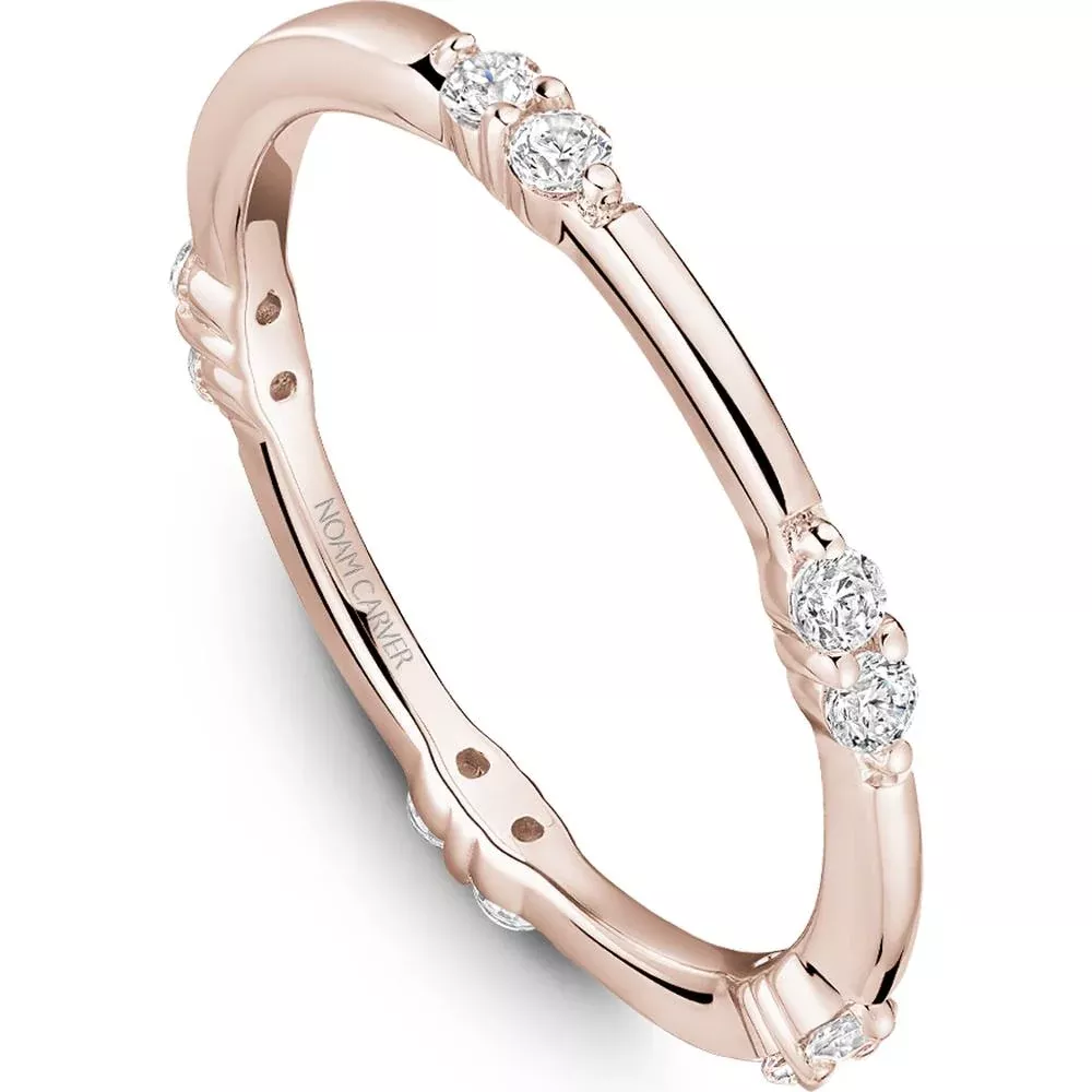 Noam Carver 14K Rose Gold Stackable Wedding Band with Round Cut Diamonds - 0.25 Carat Total Diamond Weight