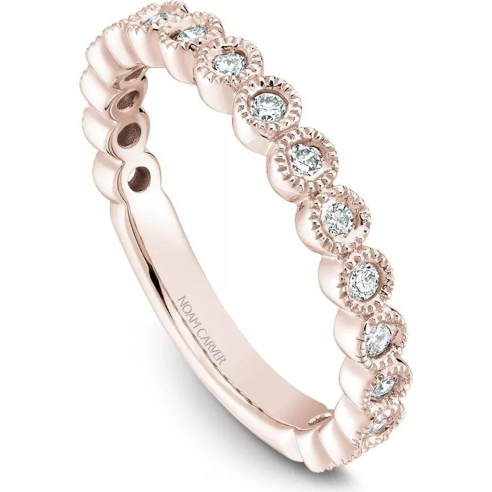 Noam Carver 14K Rose Gold Stackable Wedding Band with Round-Cut Diamonds - 0.31 Carat Total Diamond Weight