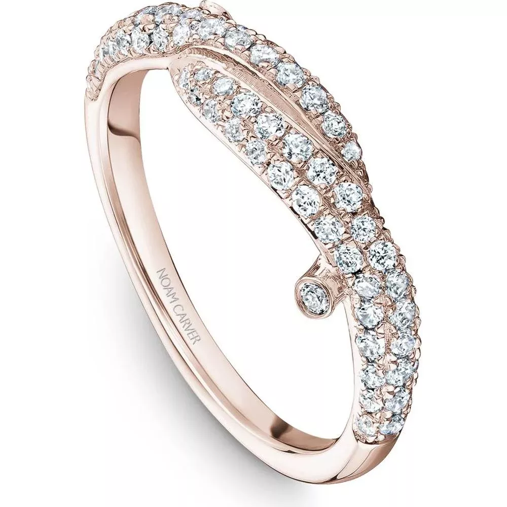 Noam Carver 14K Rose Gold Stackable Wedding Band with Round Cut Diamonds - 0.52 Carat Total Diamond Weight