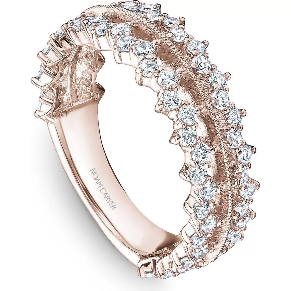 Noam Carver 14K Rose Gold Stackable Wedding Band with Round-Cut Diamonds - 0.87 Carat Total Diamond Weight