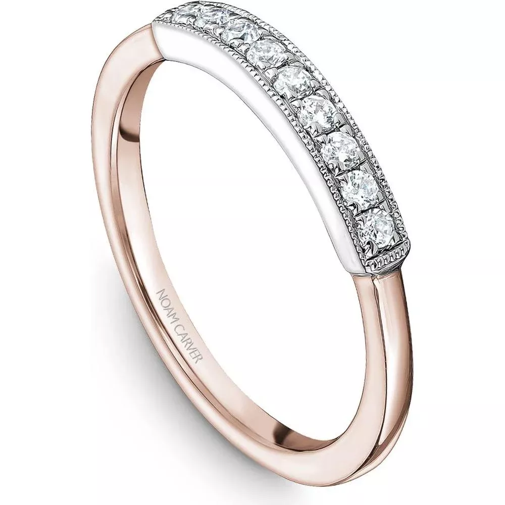 Noam Carver 14K Rose and White Gold Stackable Wedding Band with Round-Cut Diamonds - 0.16 Carat Total Weight