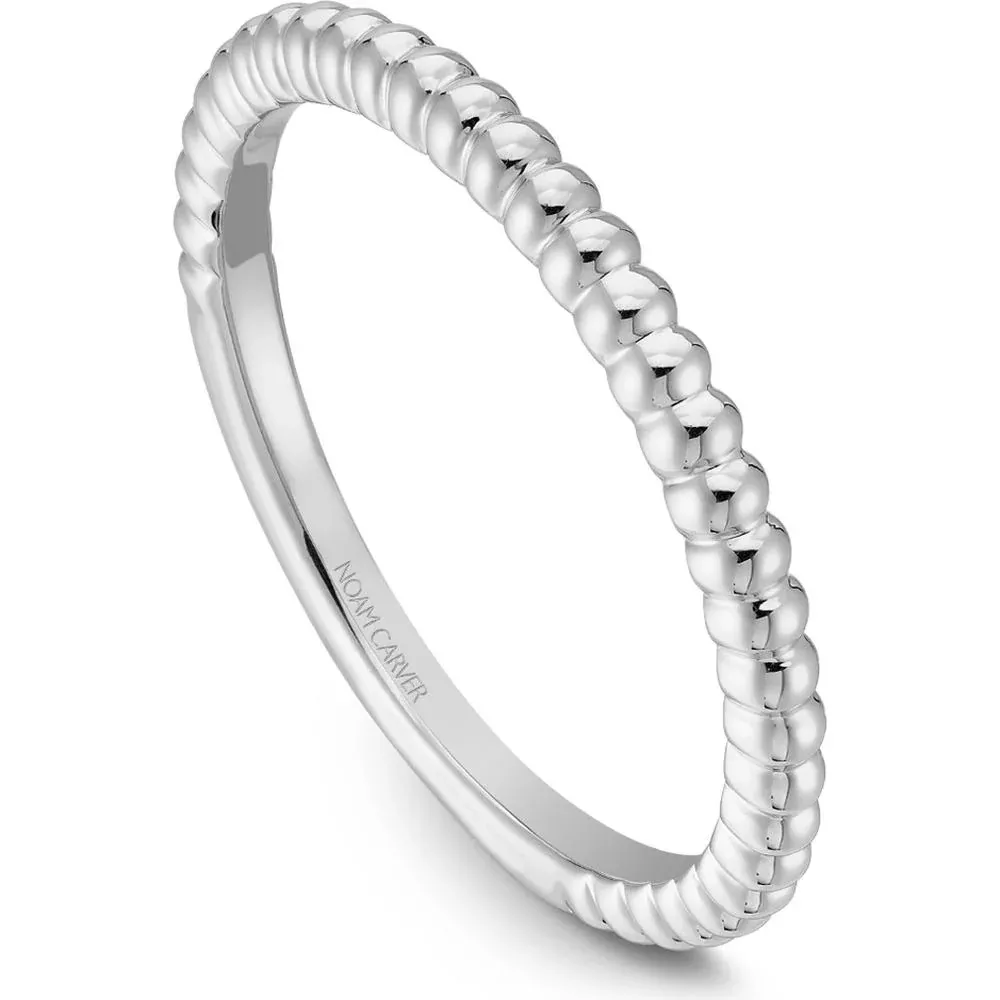 Noam Carver 14K White Gold Stackable Wedding Band - Elegant Textured Design