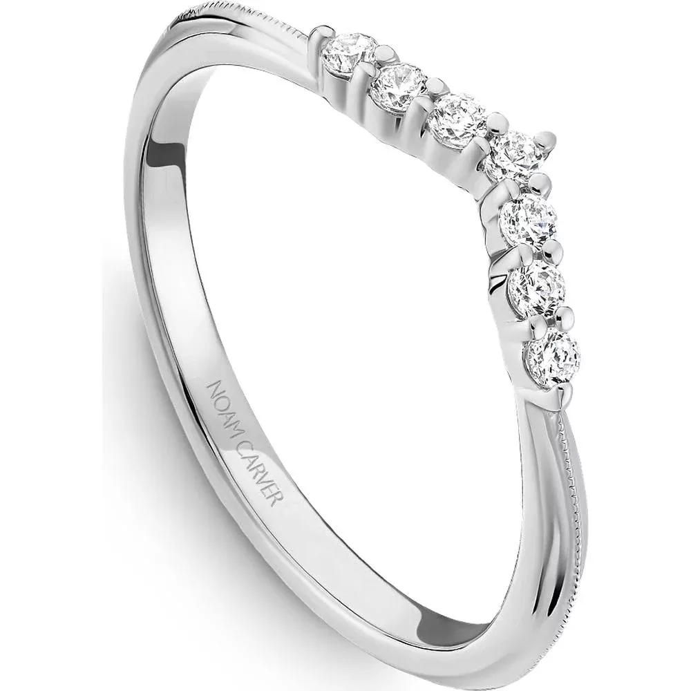 Noam Carver 14K White Gold Stackable Wedding Band with 7 Round-Cut Diamonds - 0.13 Carat Total Diamond Weight