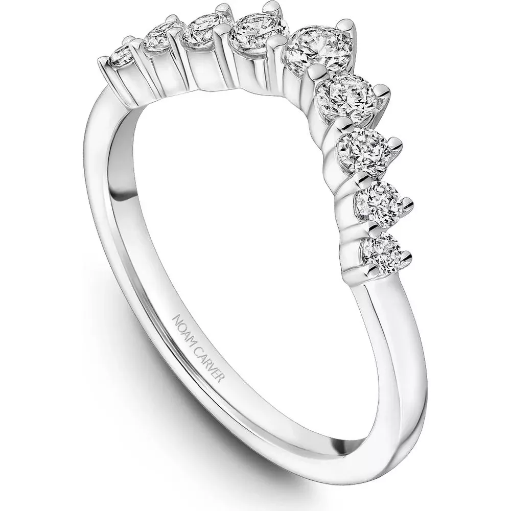 Noam Carver 14K White Gold Stackable Wedding Band with 9 Round-Cut Diamonds - 0.43 Carat Total Diamond Weight