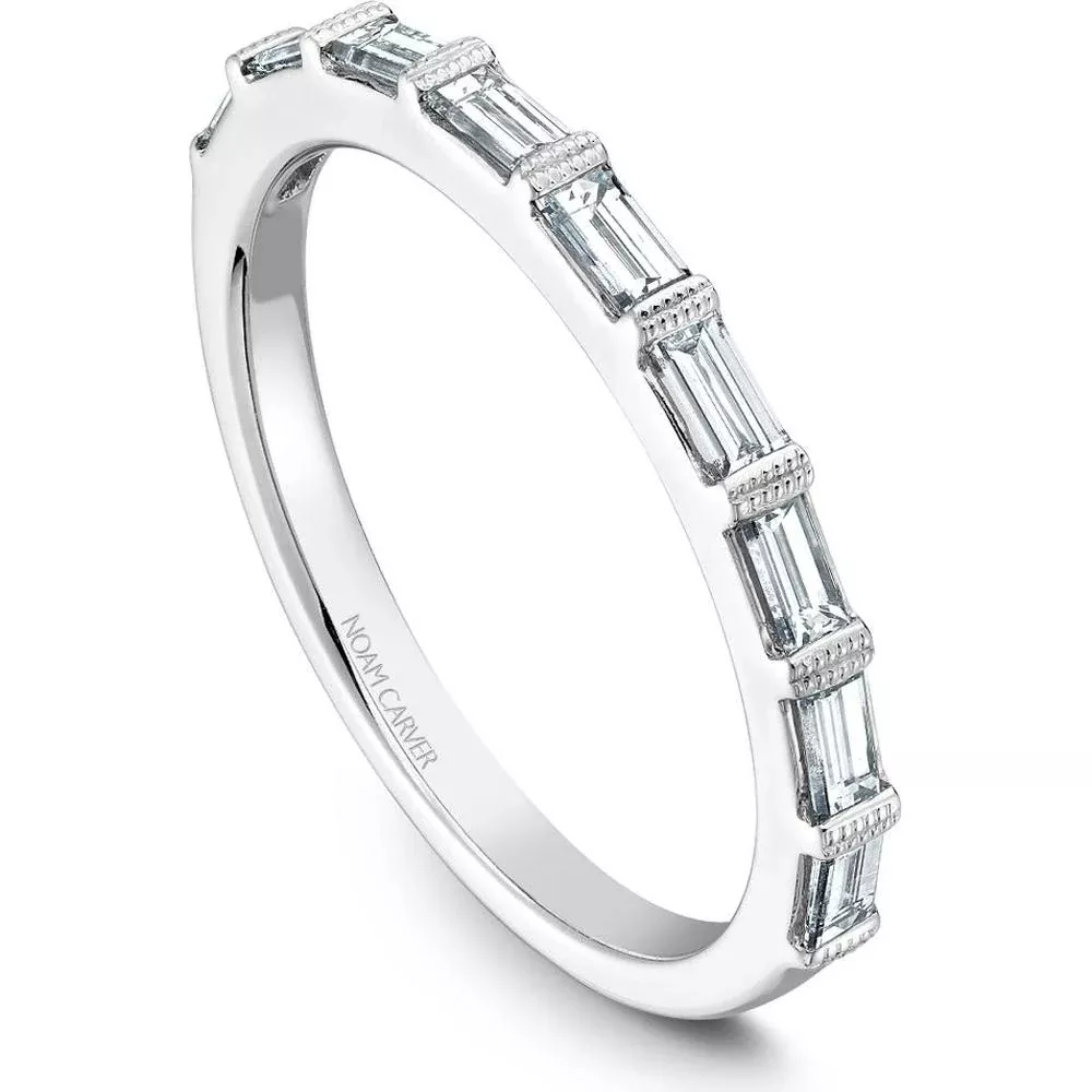 Noam Carver 14K White Gold Stackable Wedding Band with Baguette-Cut Diamonds - 0.45 Carat Total Diamond Weight