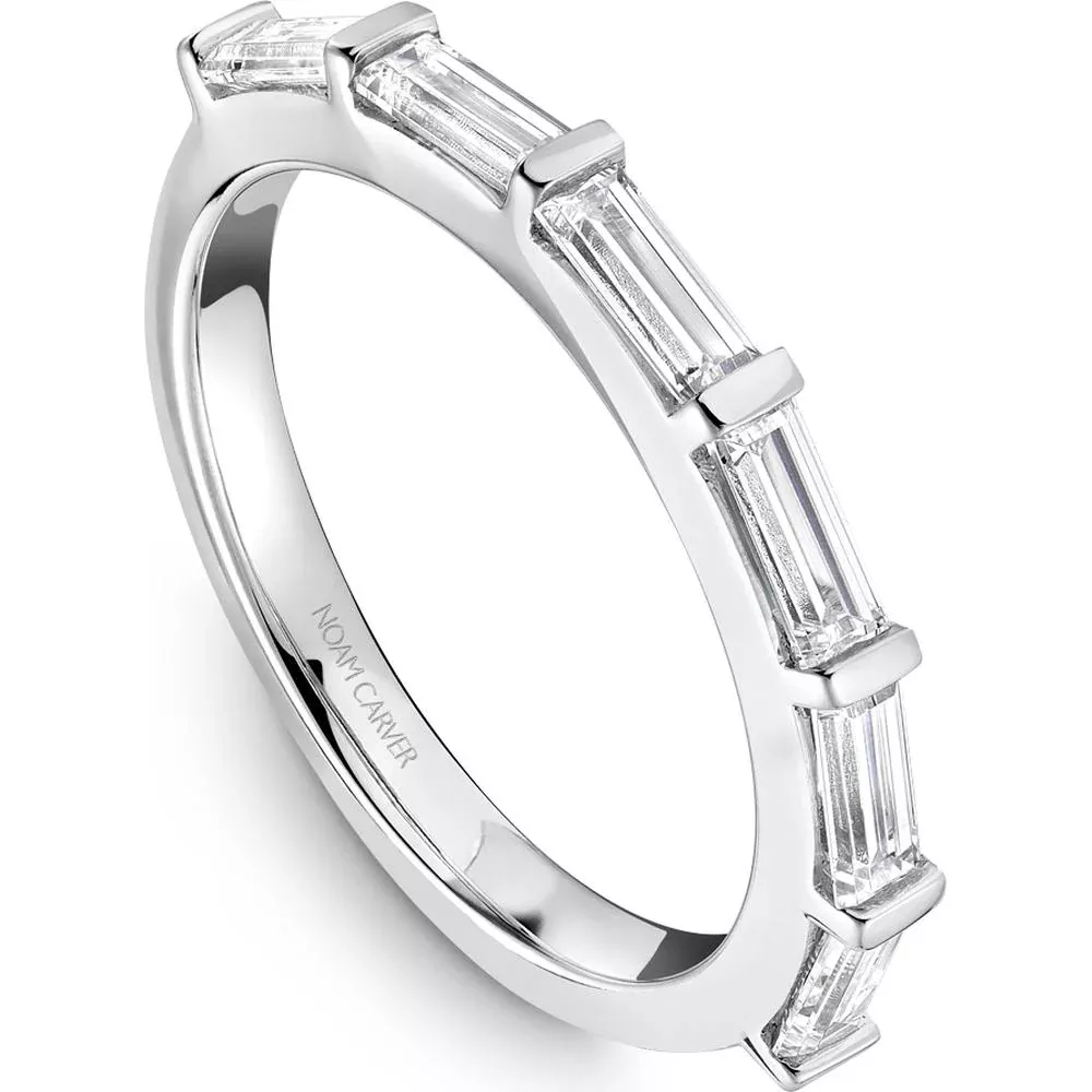 Noam Carver 14K White Gold Stackable Wedding Band with Baguette-Cut Diamonds - 1.02 Carat Total Diamond Weight