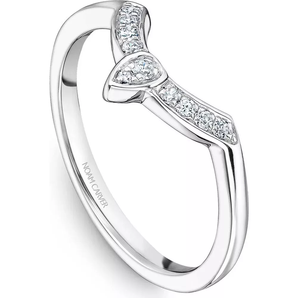 Noam Carver 14K White Gold Stackable Wedding Band with Round-Cut Diamonds - 0.08 Carat Total Diamond Weight