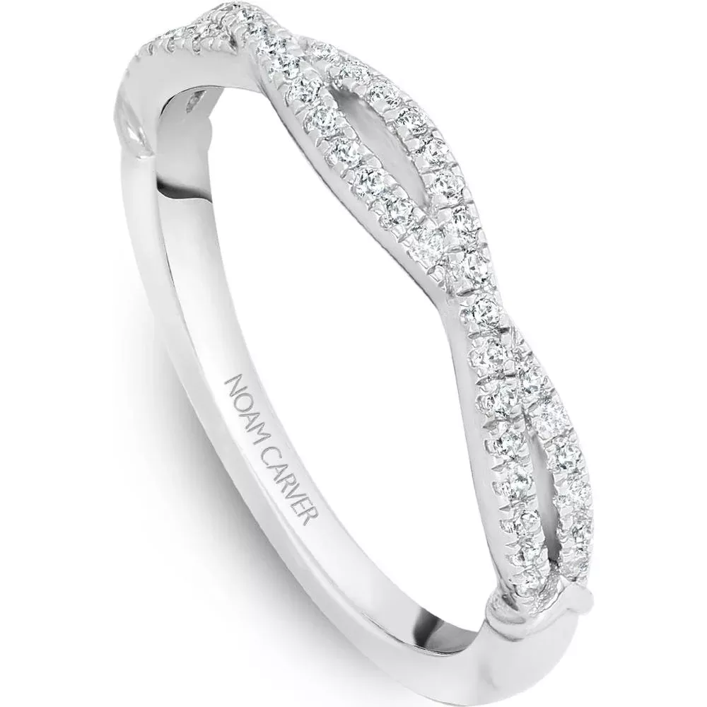 Noam Carver 14K White Gold Stackable Wedding Band with Round Cut Diamonds - 0.23 Carat Total Diamond Weight