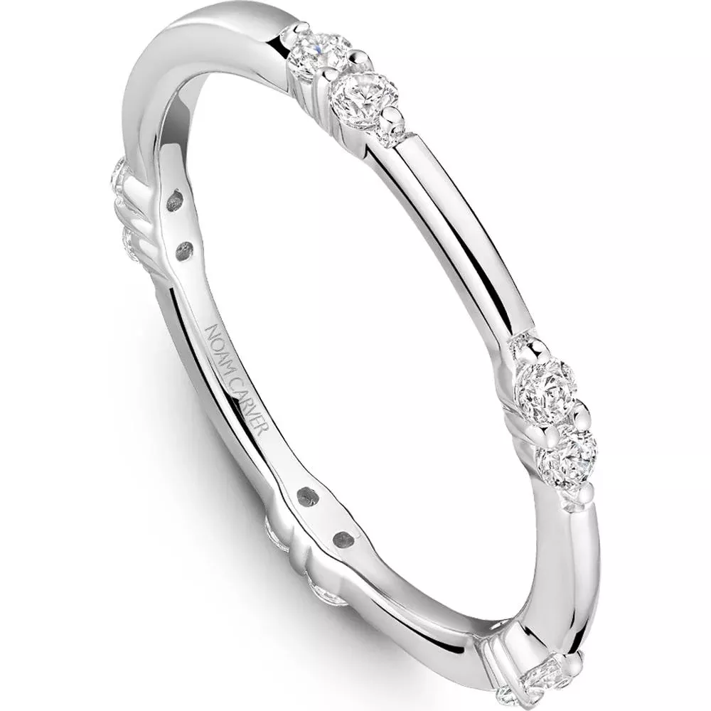 Noam Carver 14K White Gold Stackable Wedding Band with Round Cut Diamonds - 0.25 Carat Total Diamond Weight