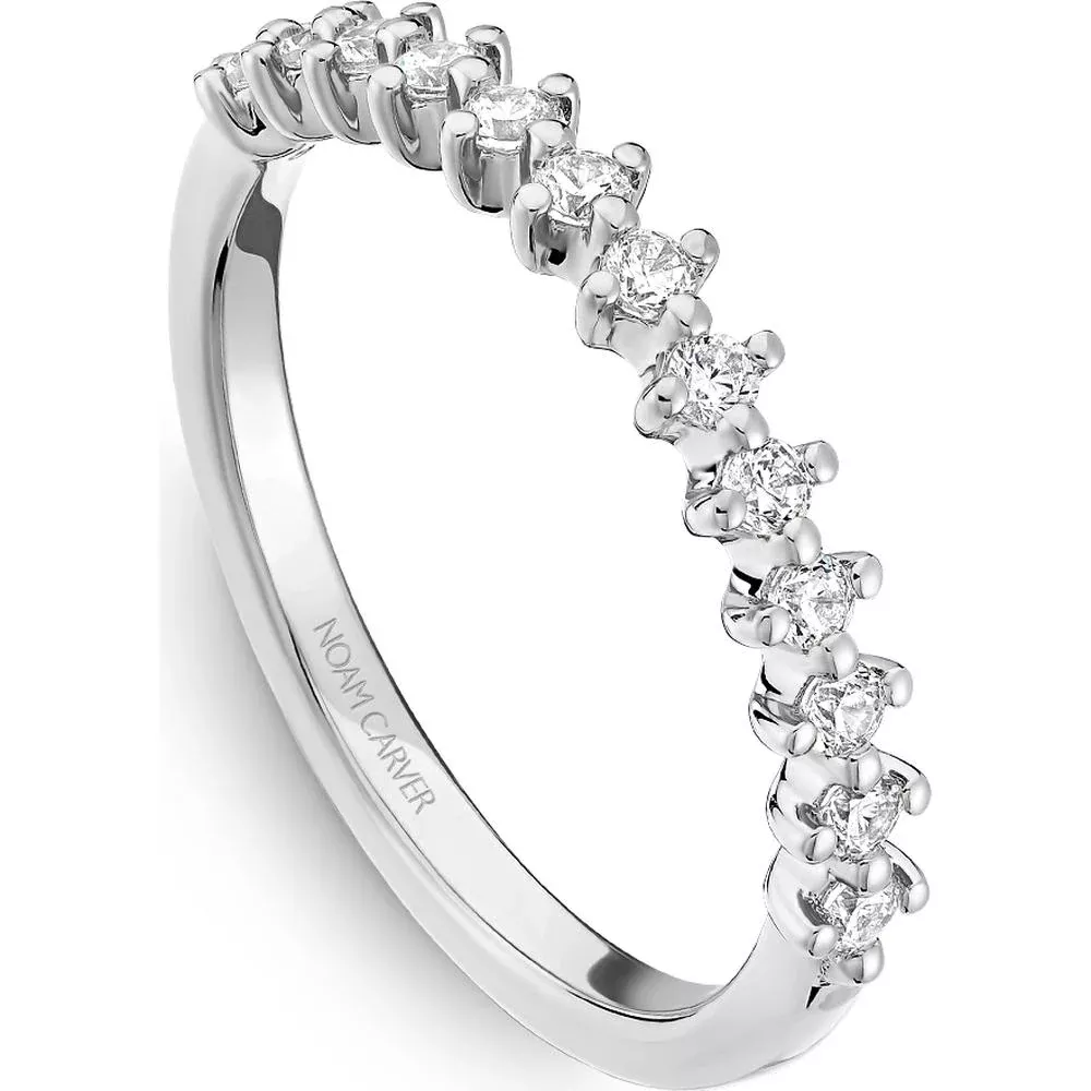 Noam Carver 14K White Gold Stackable Wedding Band with Round-Cut Diamonds - 0.27 Carat Total Diamond Weight