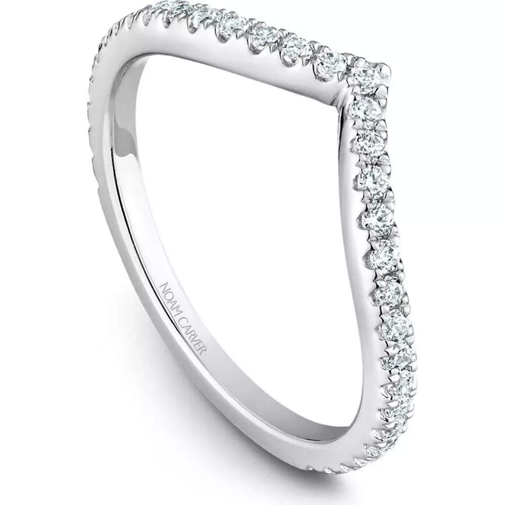 Noam Carver 14K White Gold Stackable Wedding Band with Round Cut Diamonds - 0.3 Carat Total Diamond Weight