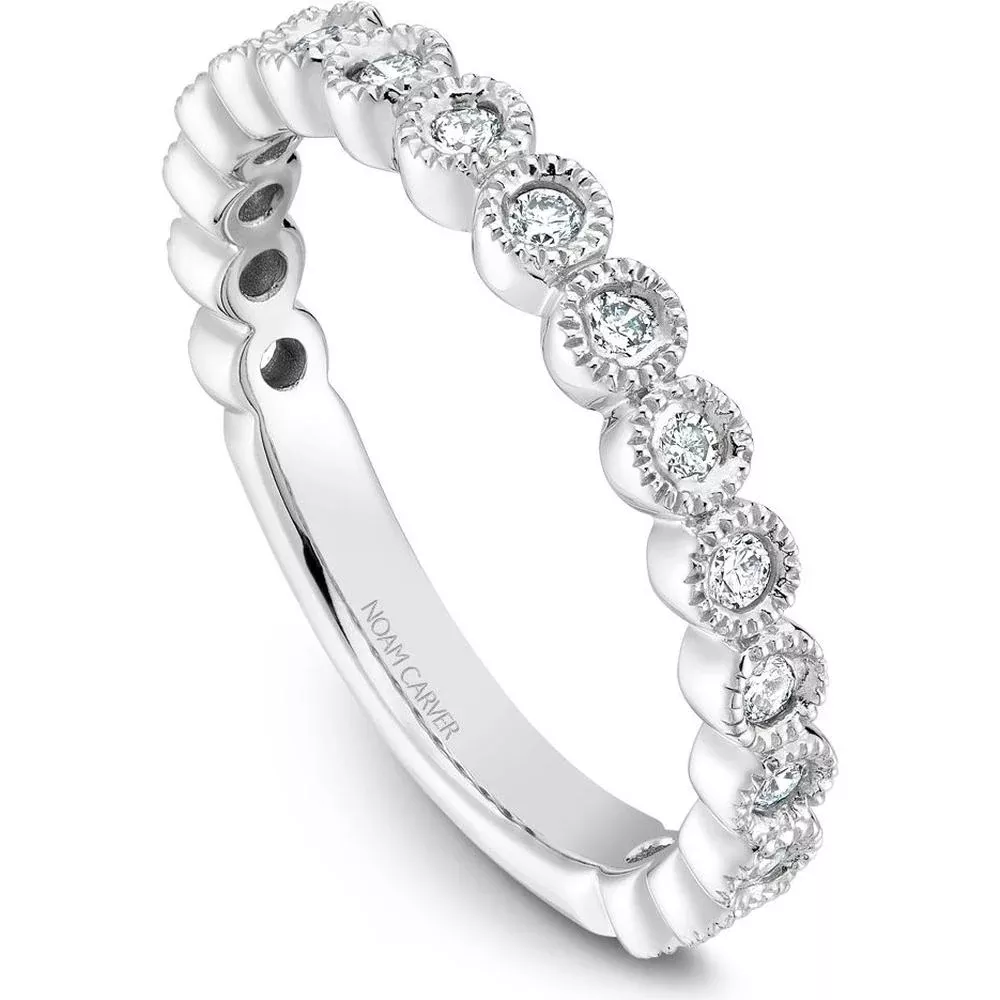 Noam Carver 14K White Gold Stackable Wedding Band with Round Cut Diamonds - 0.31 Carat Total Diamond Weight