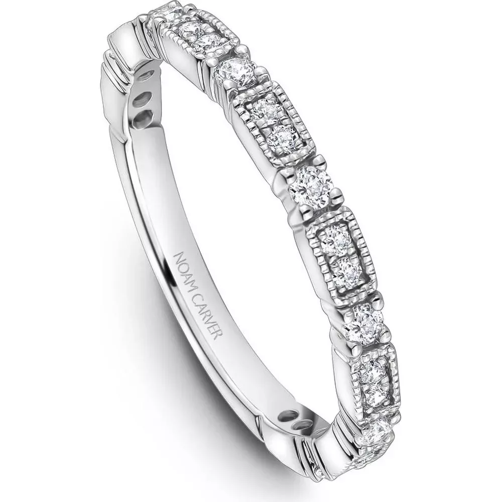 Noam Carver 14K White Gold Stackable Wedding Band with Round-Cut Diamonds - 0.32 Carat Total Diamond Weight