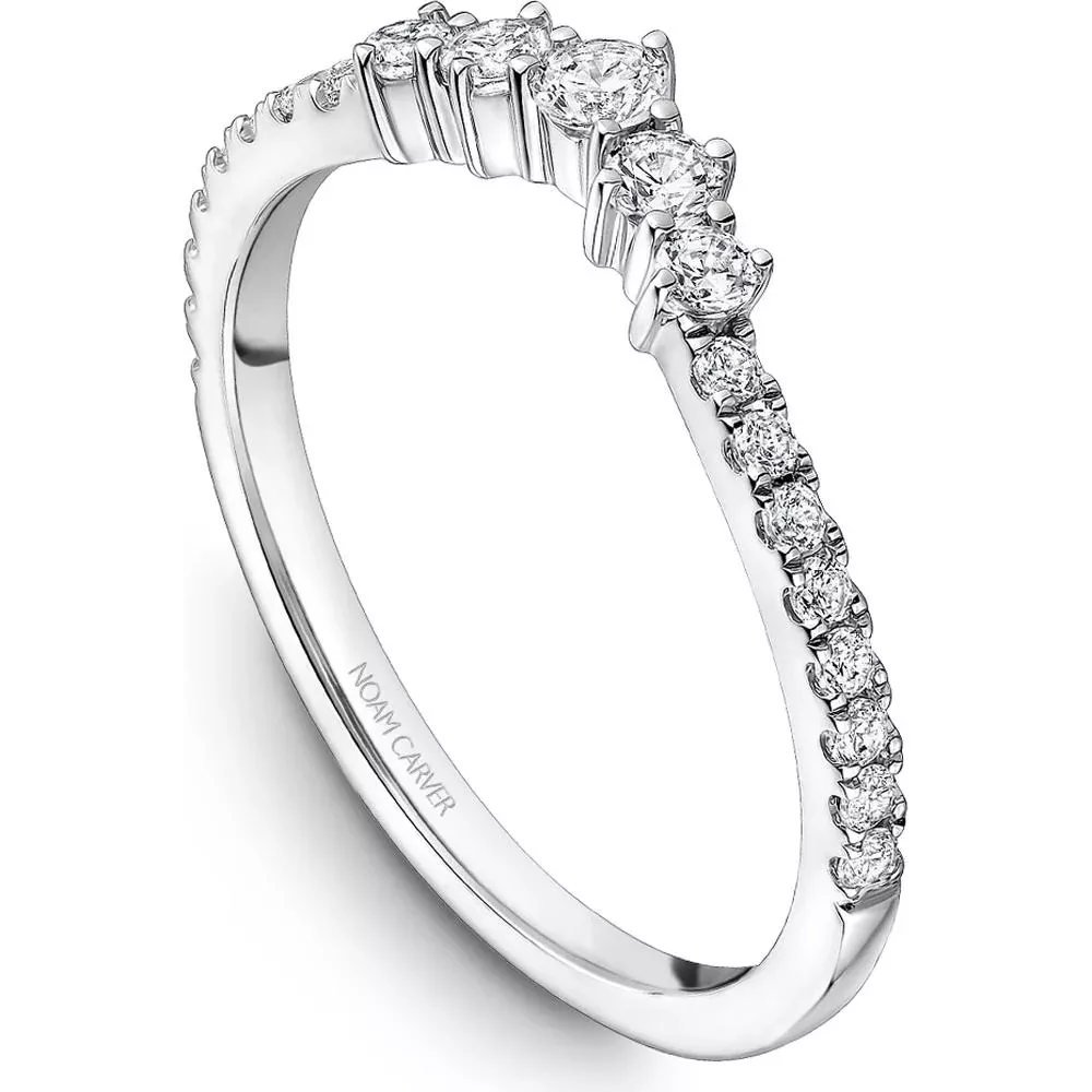 Noam Carver 14K White Gold Stackable Wedding Band with Round Cut Diamonds - 0.35 Carat Total Diamond Weight