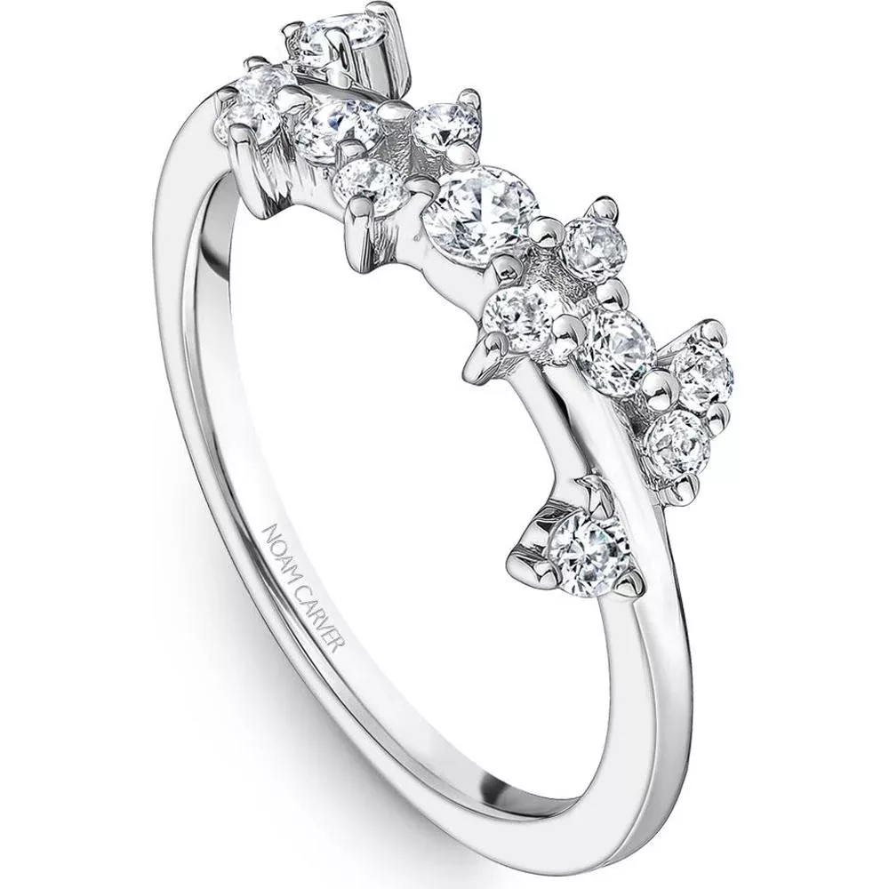Noam Carver 14K White Gold Stackable Wedding Band with Round Cut Diamonds - 0.4 Carat Total Diamond Weight