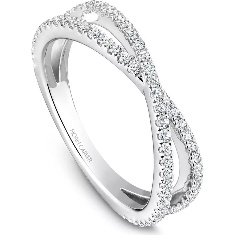 Noam Carver 14K White Gold Stackable Wedding Band with Round-Cut Diamonds - 0.43 Carat Total Diamond Weight