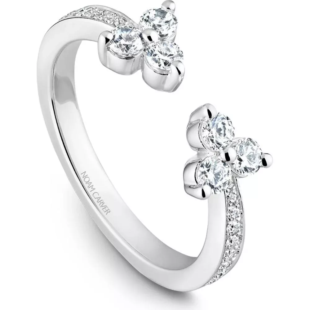 Noam Carver 14K White Gold Stackable Wedding Band with Round Cut Diamonds - 0.56 Carat Total Diamond Weight