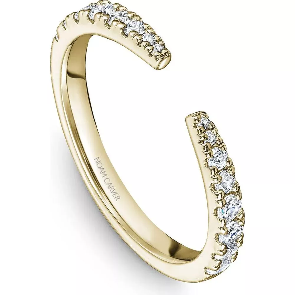 Noam Carver 14K Yellow Gold Stackable Wedding Band with 16 Round Diamonds - 0.36 Carat Total Diamond Weight