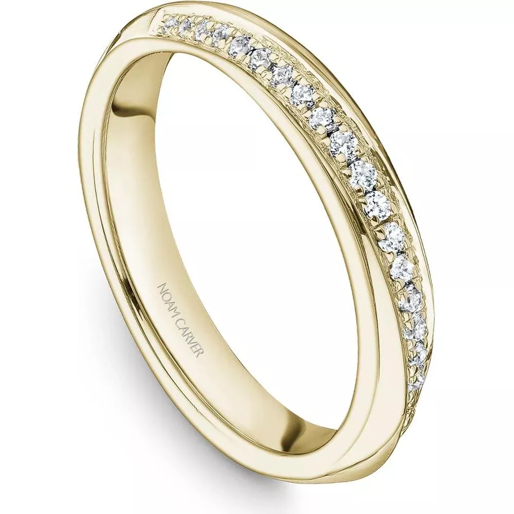 Noam Carver 14K Yellow Gold Stackable Wedding Band with 25 Round Cut Diamonds - 0.14 Carat Total Diamond Weight