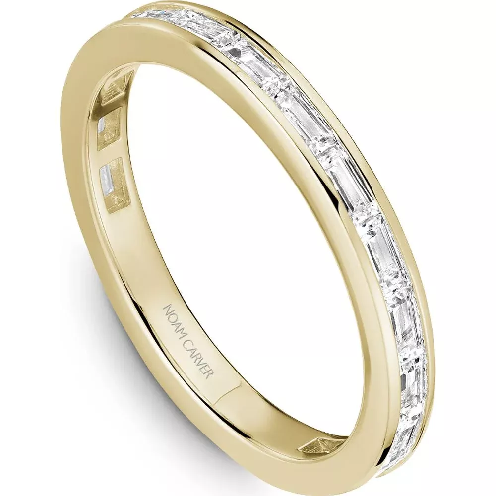 Noam Carver 14K Yellow Gold Stackable Wedding Band with Baguette Cut Diamonds - 0.14 Carat Total Diamond Weight