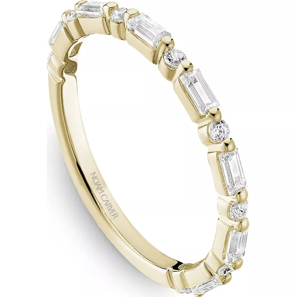 Noam Carver 14K Yellow Gold Stackable Wedding Band with Baguette and Round Diamonds - 0.96 Carat Total Diamond Weight