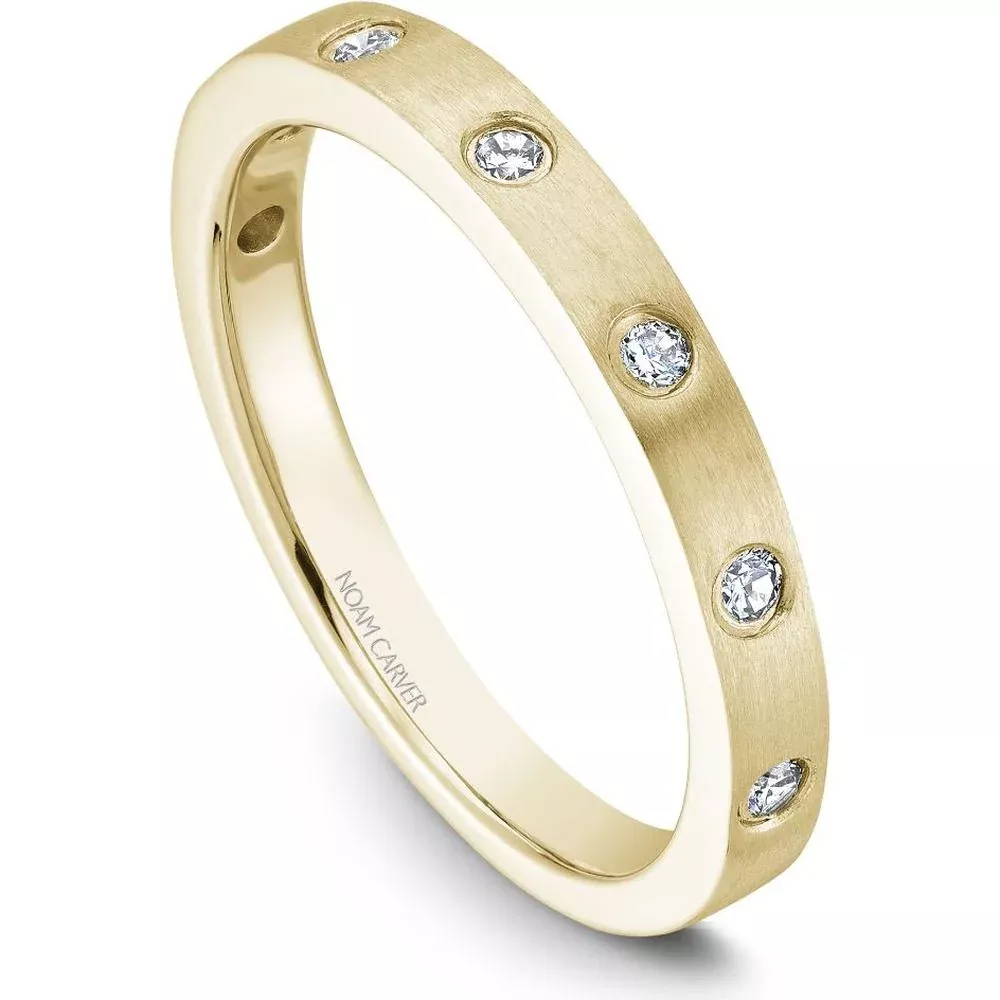 Noam Carver 14K Yellow Gold Stackable Wedding Band with Bezel Set Round Diamonds - 0.15 Carat Total Diamond Weight