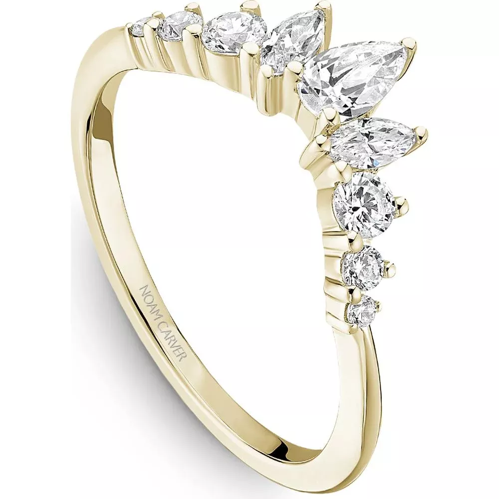 Noam Carver 14K Yellow Gold Stackable Wedding Band with Marquise, Pear, and Round Diamonds - 0.65 Carat Total Diamond Weight